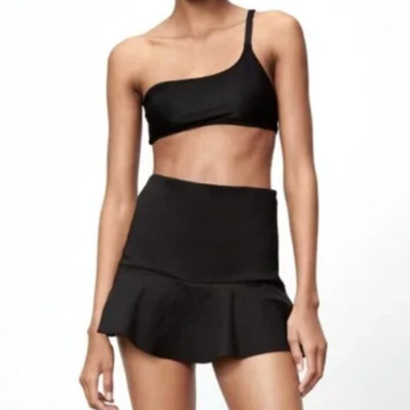 Zara Black Ruffled Mini Skirt - Picture 1 of 4